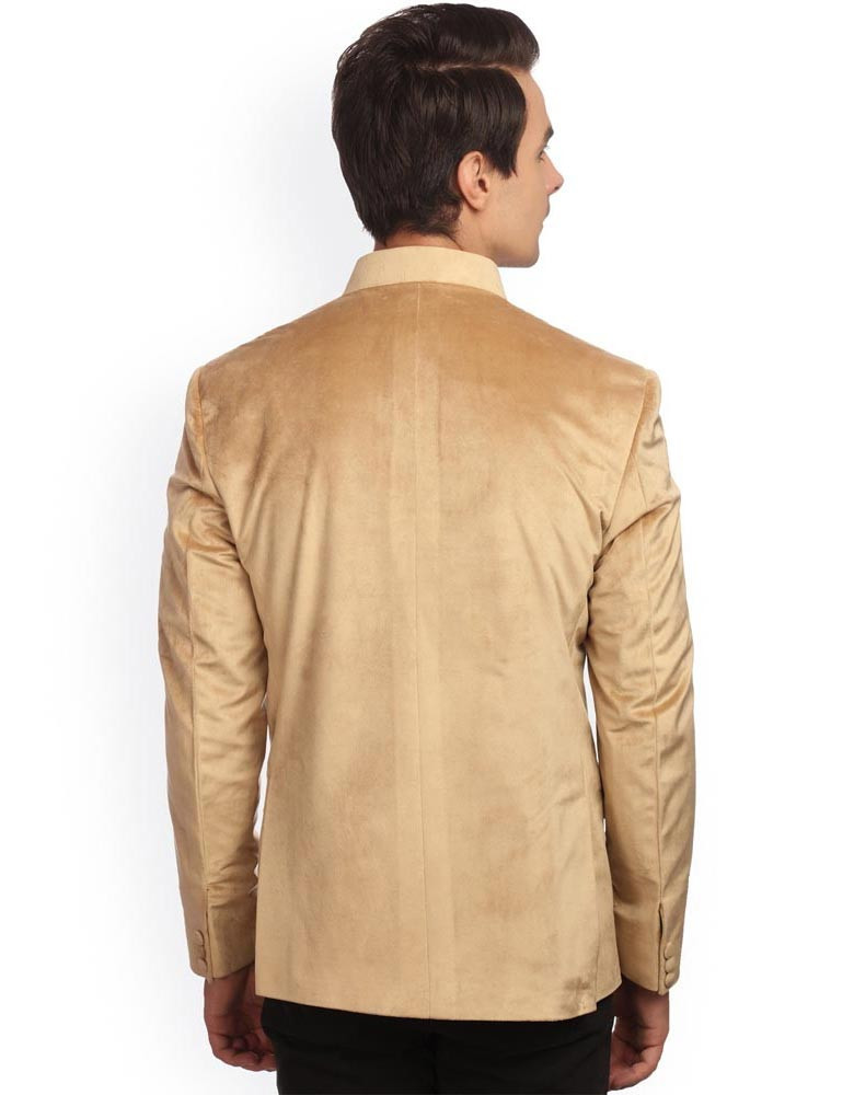 Brown Solid Tailored Fit Ethnic Bandhgala Blazer