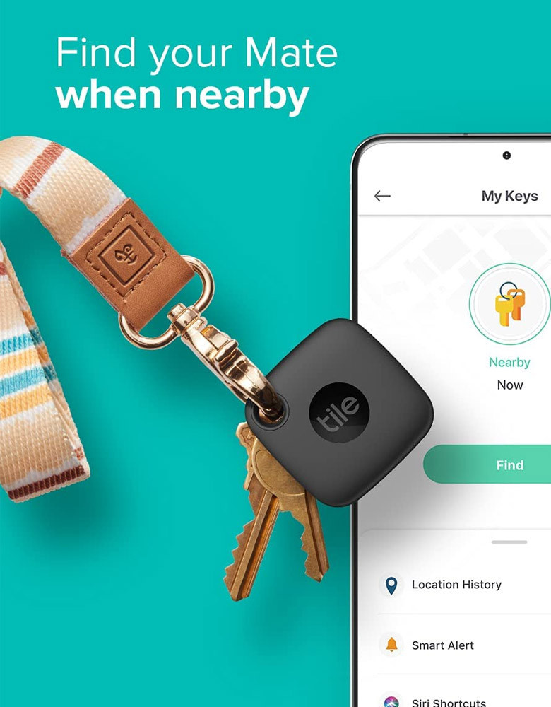 Tile Mate (2022) 1-Pack.Black. Bluetooth Tracker, Keys Finder and Item Locator for Keys, Bags and More; Up to 250 ft. Range. Water-Resistant. Phone Finder. iOS and Android Compatible.