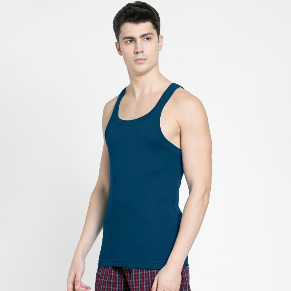 Super Combed Cotton Rib Square Neckline Gym Vest