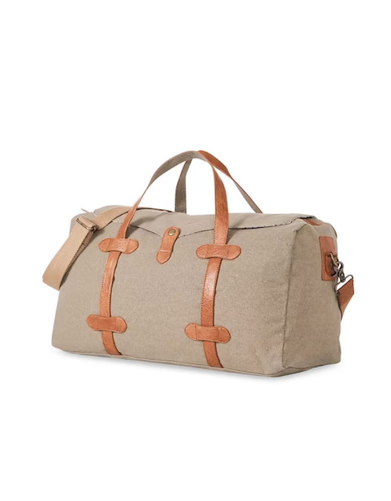 Unisex Brown Cotton Canvas Duffel Gym Travel and Sports Bag with Stylish Design