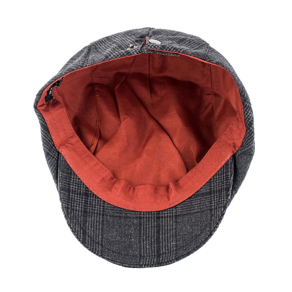 Men Grey & Black Checked Merchants Floppy Flat Cap