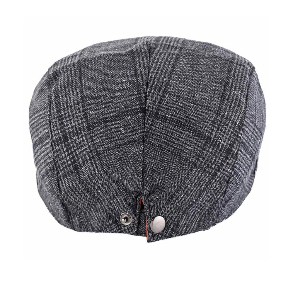 Men Grey & Black Checked Merchants Floppy Flat Cap