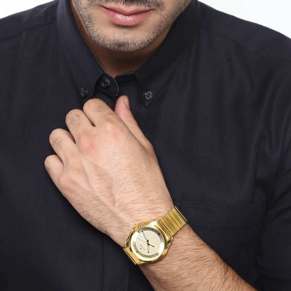 Men Gold-Toned Dial Watch