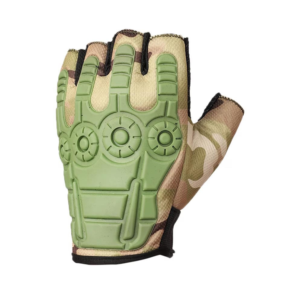 Green Solid Half-Finger Gloves