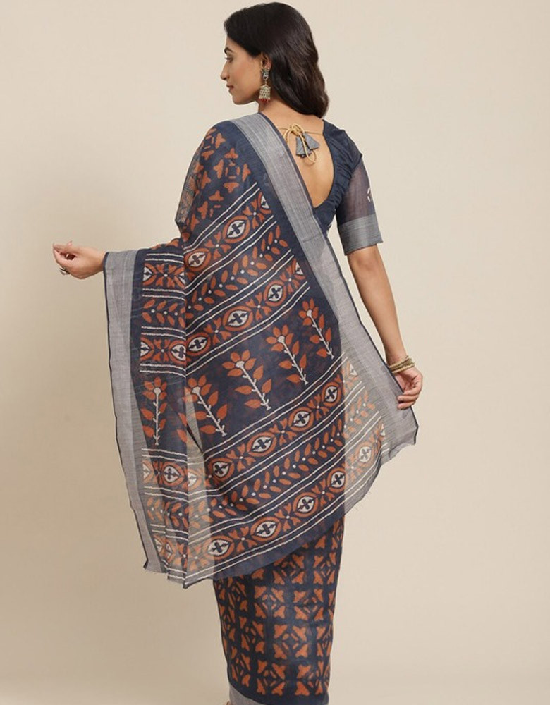 Ethnic Motifs Linen Blend Saree