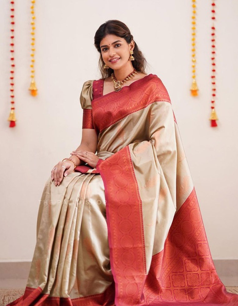 Woven Design Zari Pure Silk Kanjeevaram Saree