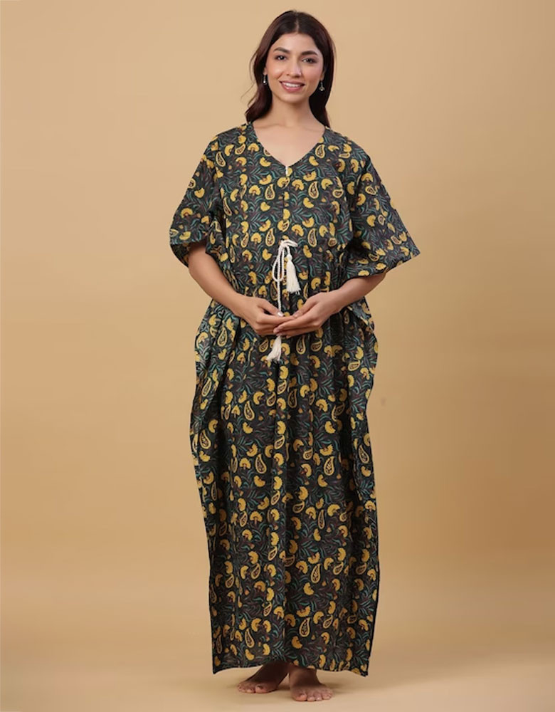 Green Printed Maxi Nightdress