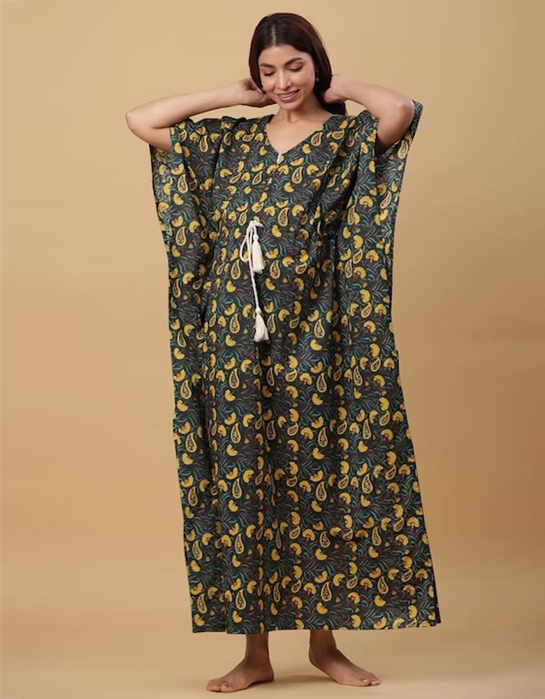 Green Printed Maxi Nightdress