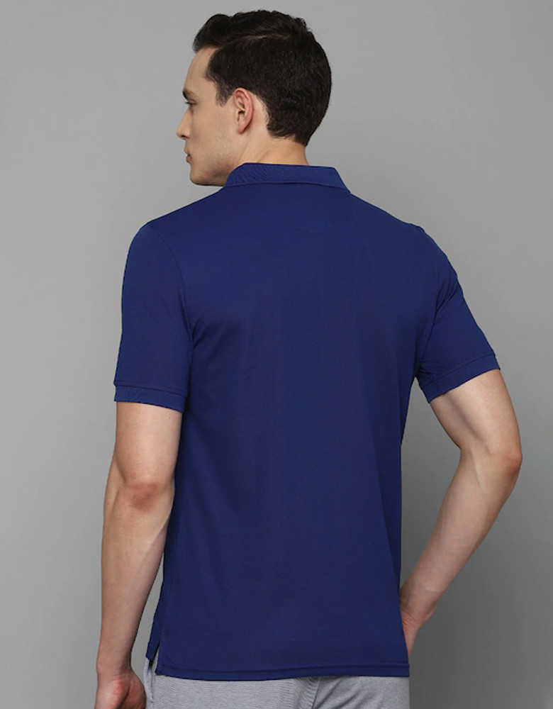 Men Blue Solid Polo Collar T-shirt