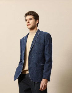 Men Blue Tailored Fit Solid Single-Breasted Casual Blazer