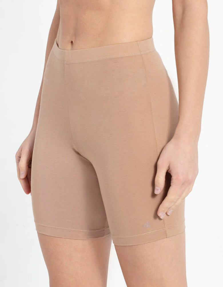 Women Beige Solid Mid- Rise Boy Shorts Briefs