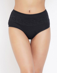 Women Black Solid Hipster Briefs