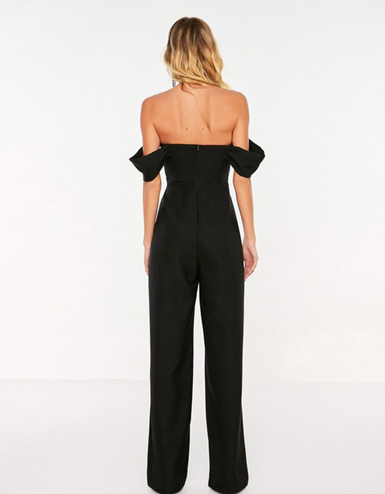 Black Off-Shoulder Basic Jumpsuit