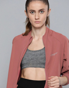 Women Rose Wine Solid Rapid-Dry Antimicrobial Running Jacket