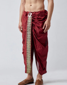 Men Maroon Dhoti Pants