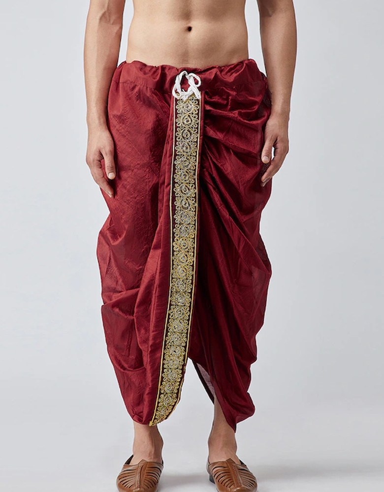 Men Maroon Dhoti Pants