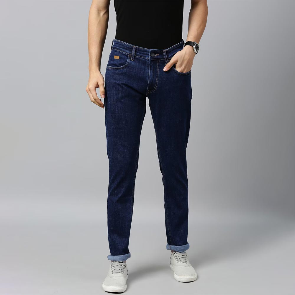 Men Navy Blue Slim Fit Mid-Rise Clean Look Stretchable Jeans