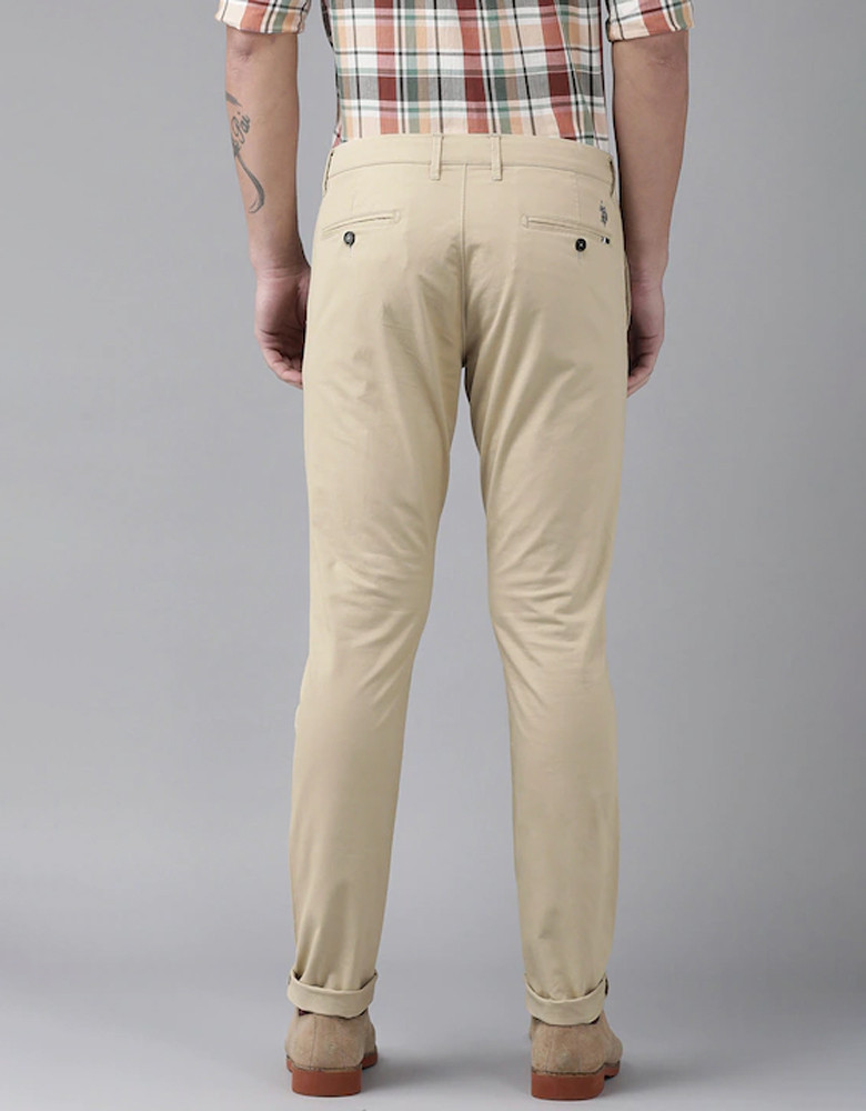 Men Khaki Slim Fit Trousers