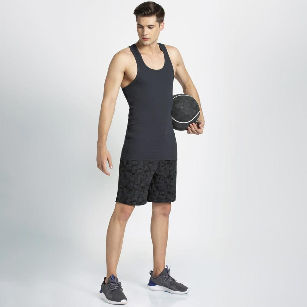 Men Super Combed Cotton Rib Racer Back Styling Round Neck Gym Vest