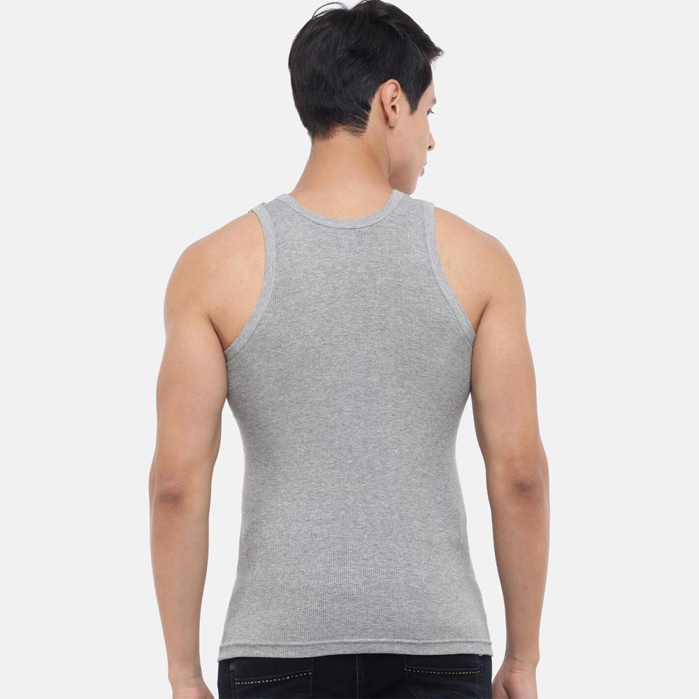 Men Pack Of 5 Grey Melange Solid Combed Cotton Innerwear Vest