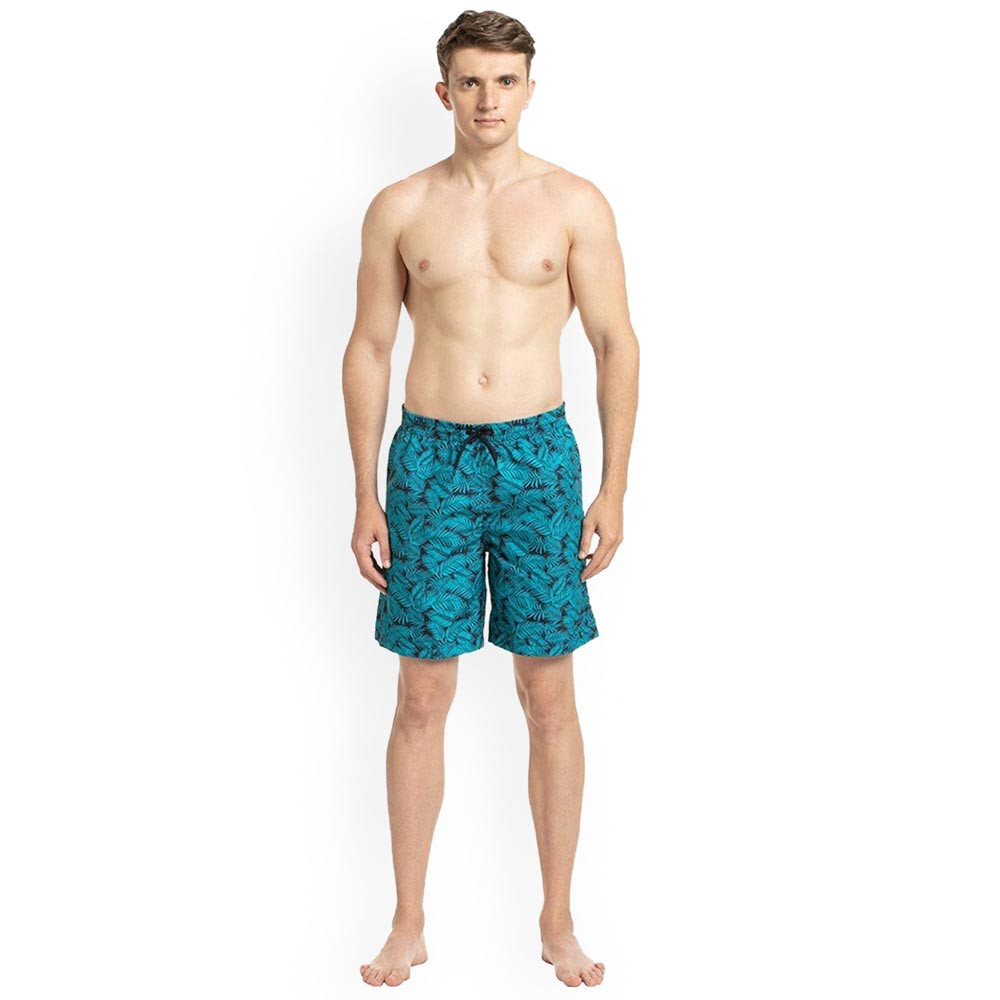 Men Blue & Black Printed Swim Bottoms