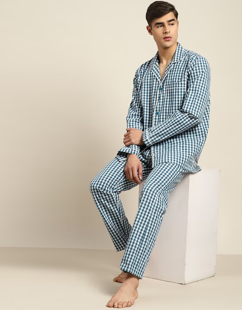 Checked Pure Cotton Pyjama Set