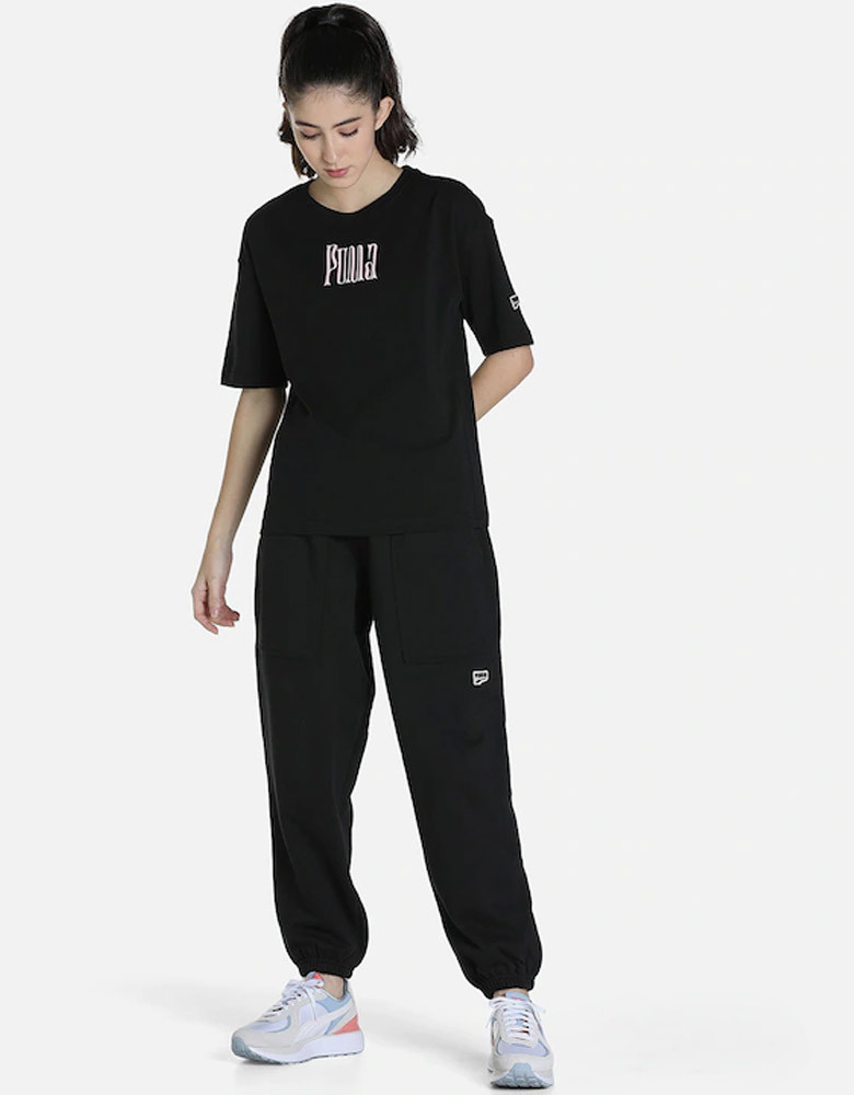 Women Downtown Black Solid Cotton Joggers