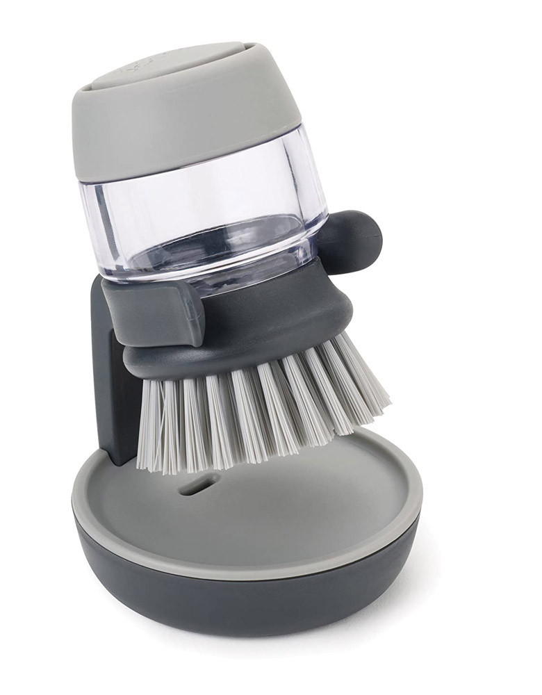 Joseph Joseph Palm Scrub Soap Dispensing Washing-Up Brush with Storage - Grey