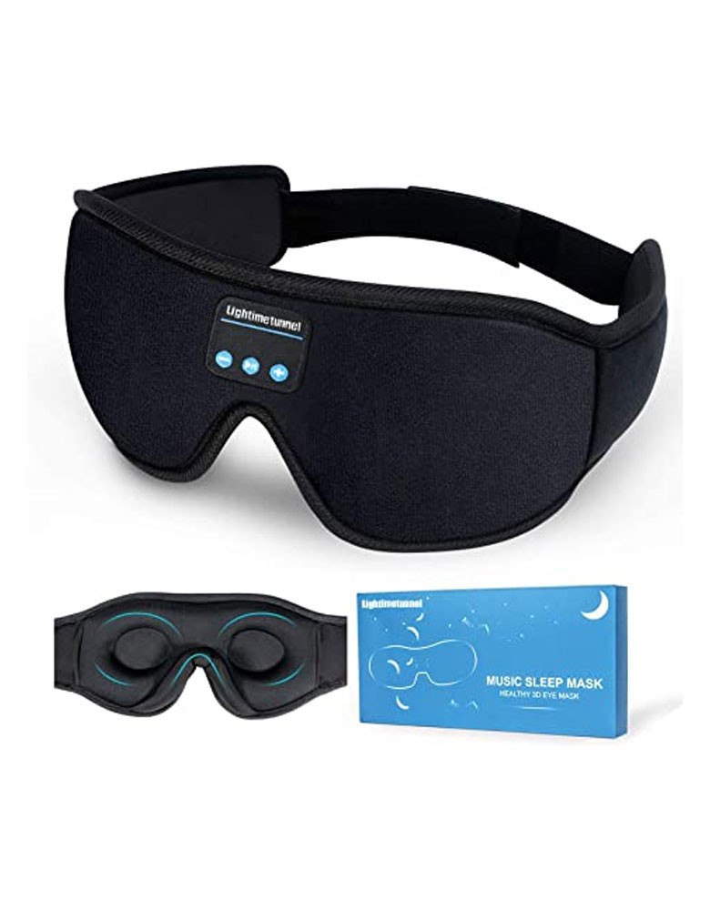 Sleep Headphones 5.0 Wireless 3D Eye Mask, Lightimetunnel Washable Sleeping Headphones for Side Sleepers With Adjustable Ultra Thin Stereo Speakers Microphone Hands Free for Insomnia Travel