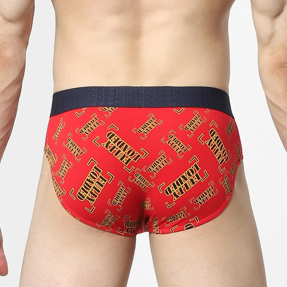 Men Red & Black Printed Basic Brief