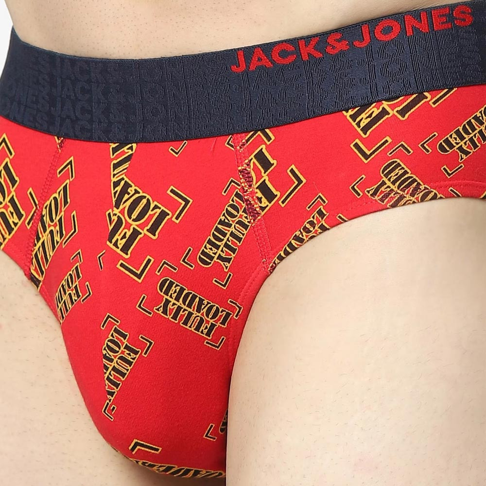 Men Red & Black Printed Basic Brief