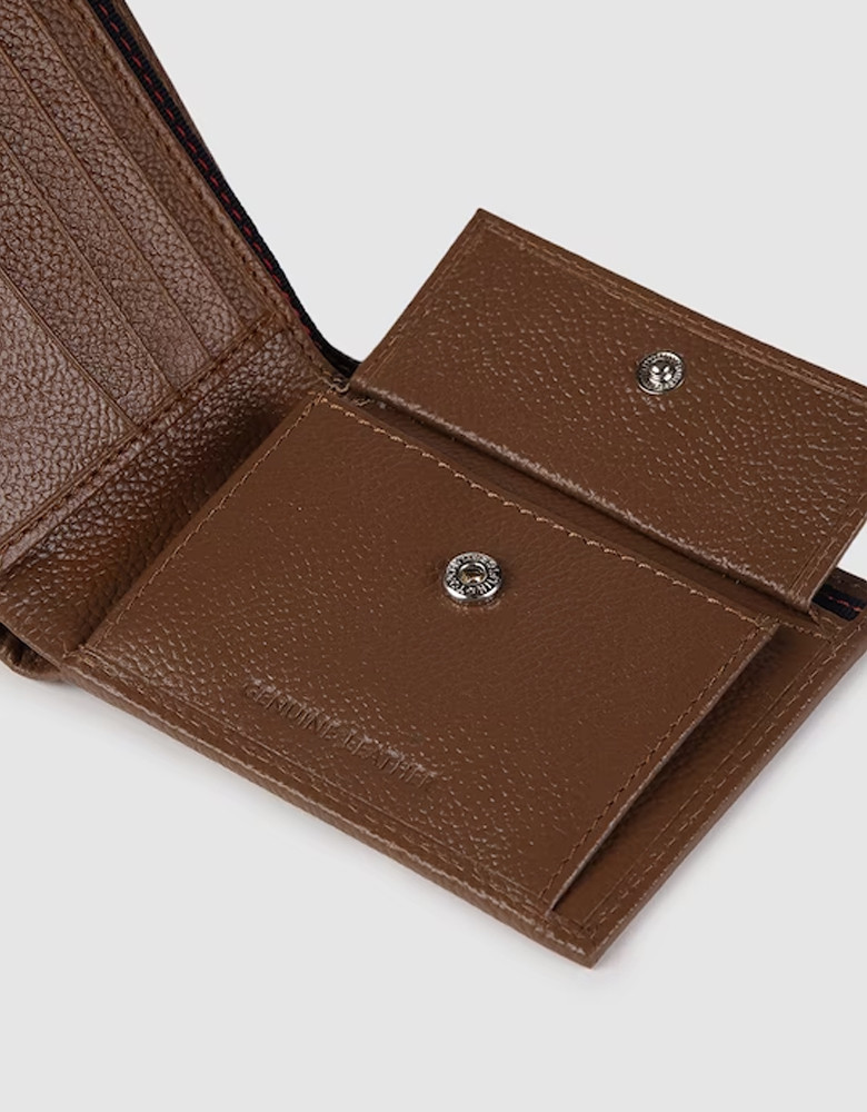 Men Brown Solid Leather Two Fold Wallet