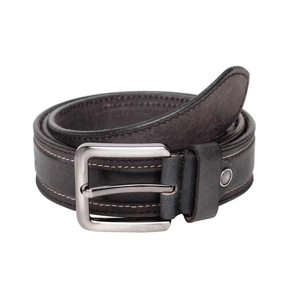 Men Black Solid Leather Belt