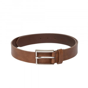 Men Tan Brown Textured Leather Belt