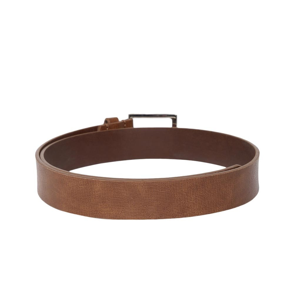 Men Tan Brown Textured Leather Belt