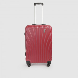 Red Textured Hard-Sided Medium Suitcase Trolley Bag