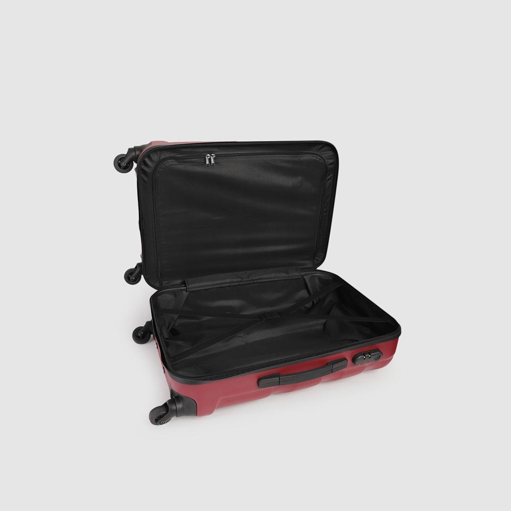 Red Textured Hard-Sided Medium Suitcase Trolley Bag