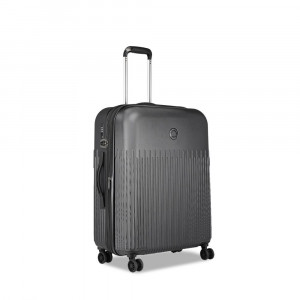 Black Solid Hard-Sided Lima Expandable Cabin Trolley Suitcase