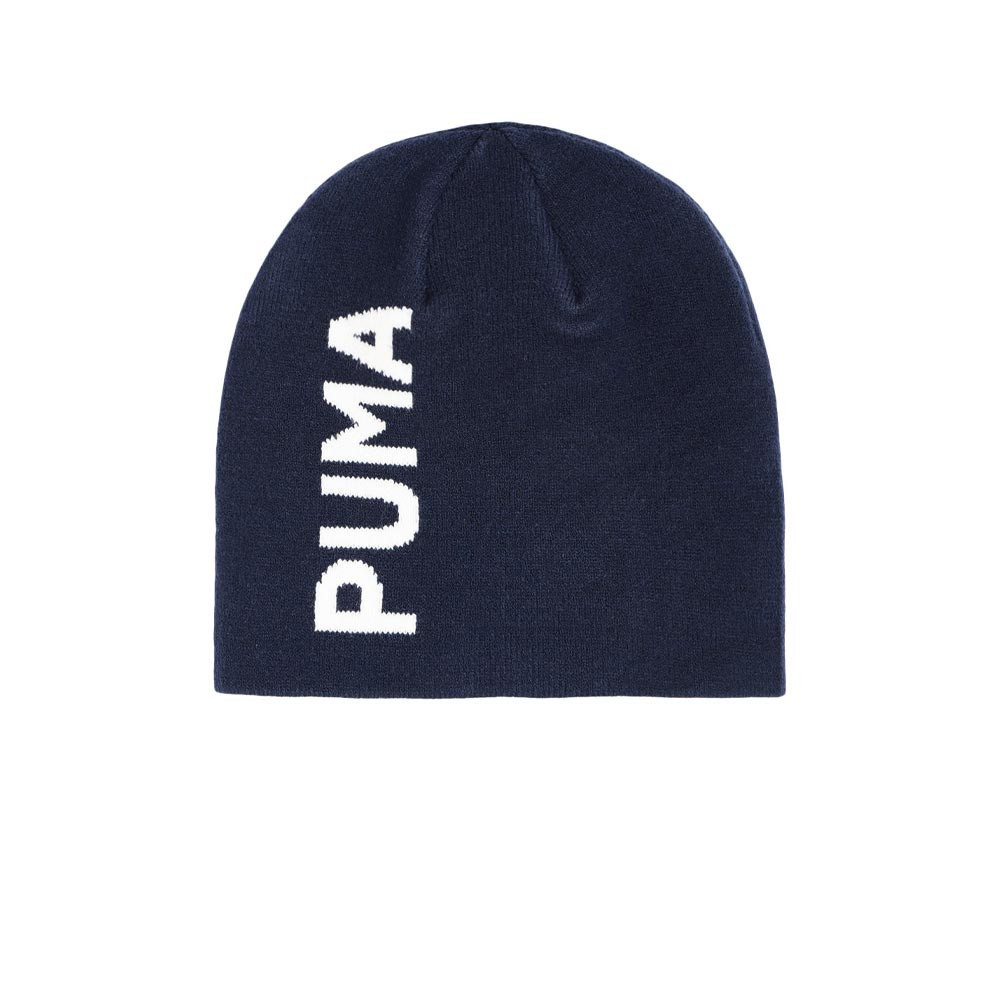 Unisex Navy Blue Essential Classic Cuffless Self Design Beanie