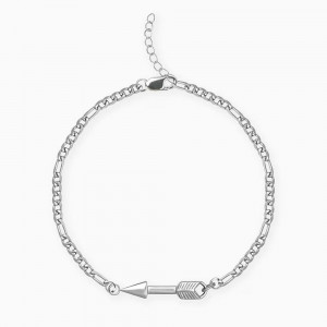 Men 925 Sterling Silver Rhodium Plated Arrow Bracelet