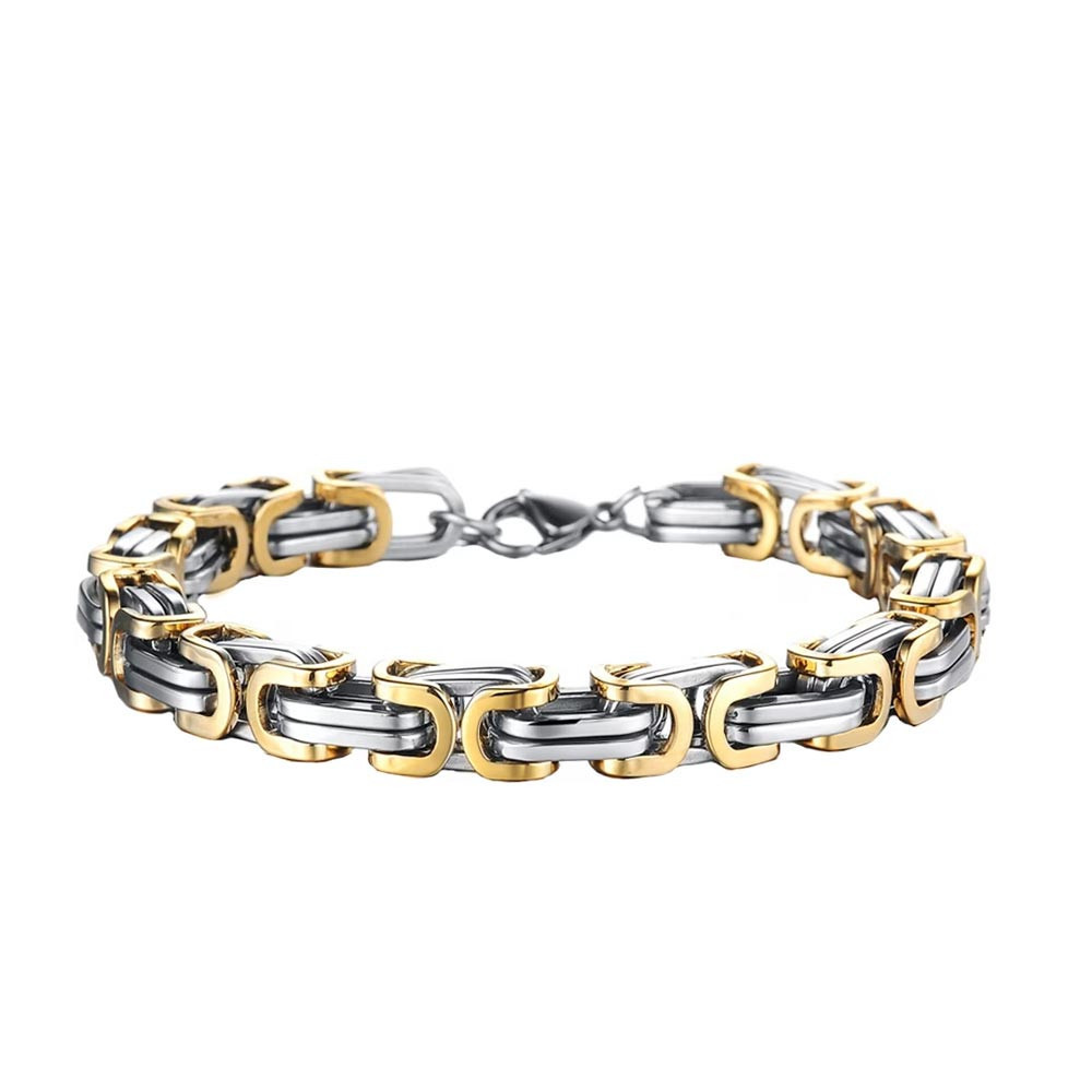 Men Silver-Toned & Gold-Toned Stainless Steel Bracelet