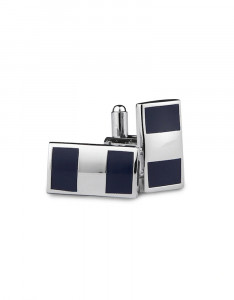 Men Silver-Toned & Navy Blue Colour blocked Rectangle Cufflinks