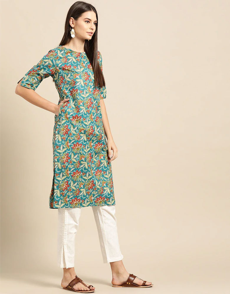 Women Ethnic Motifs Printed Straight Kurta