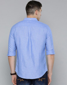 Men Blue Slim & White Fit Striped Casual Shirt